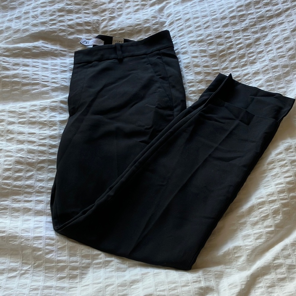 Zara black trousers with A-symmetrical hem